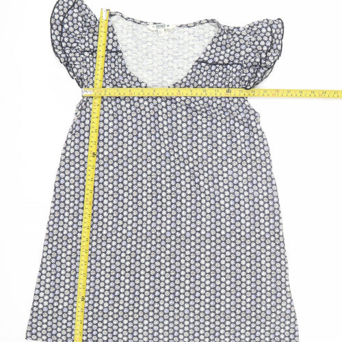 FatFace Womens Blue Geometric Cotton Modal Shift Dress Size 8