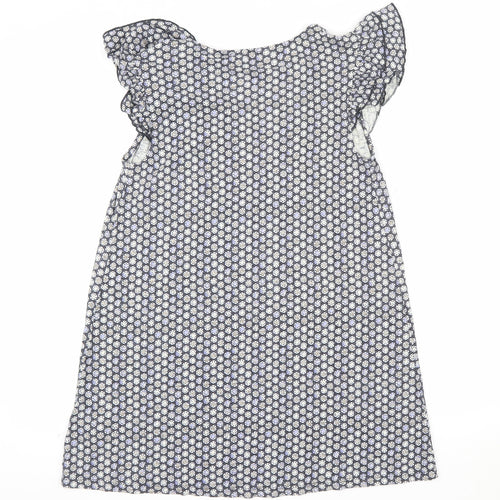 FatFace Womens Blue Geometric Cotton Modal Shift Dress Size 8