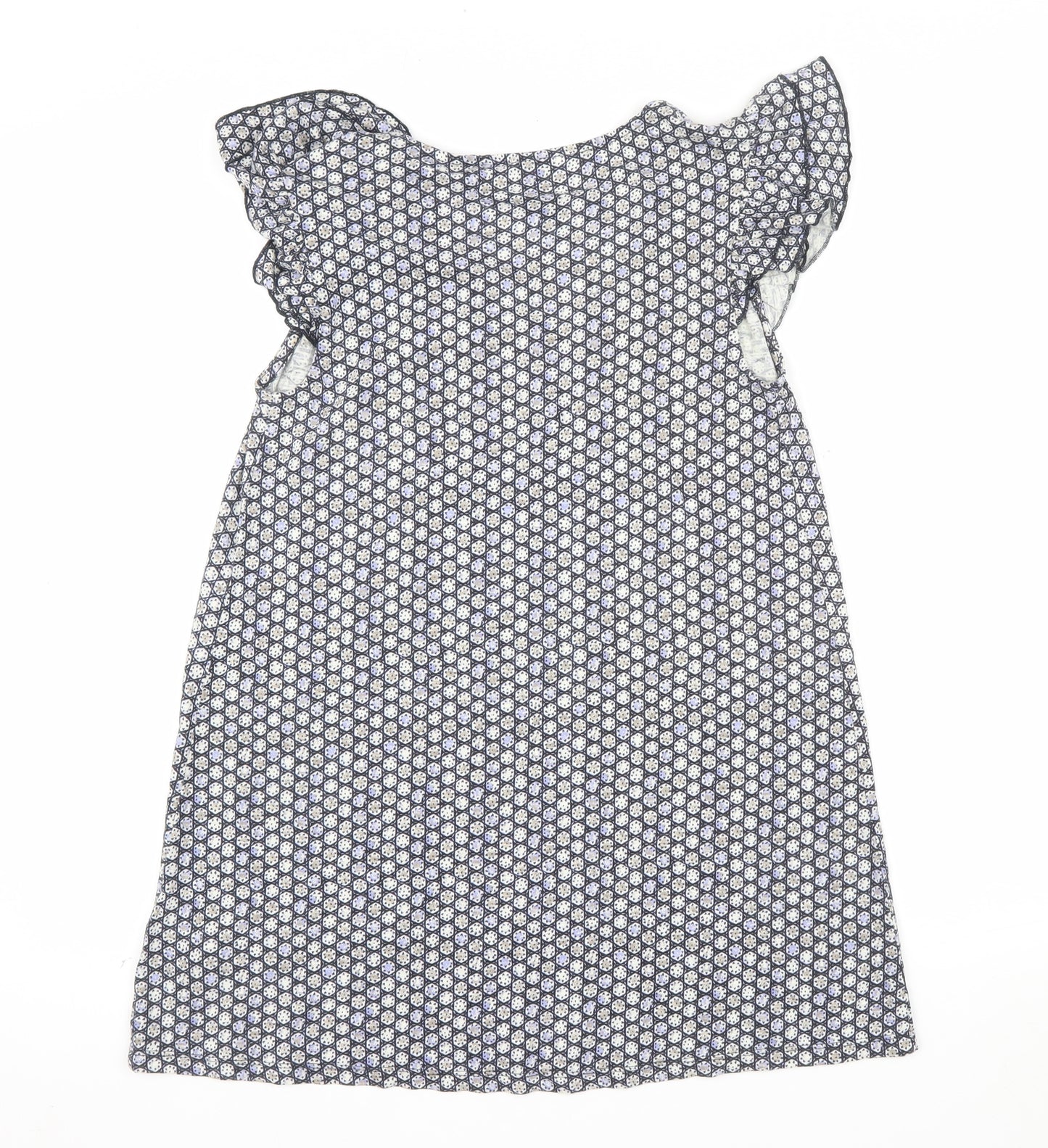 FatFace Womens Blue Geometric Cotton Modal Shift Dress Size 8