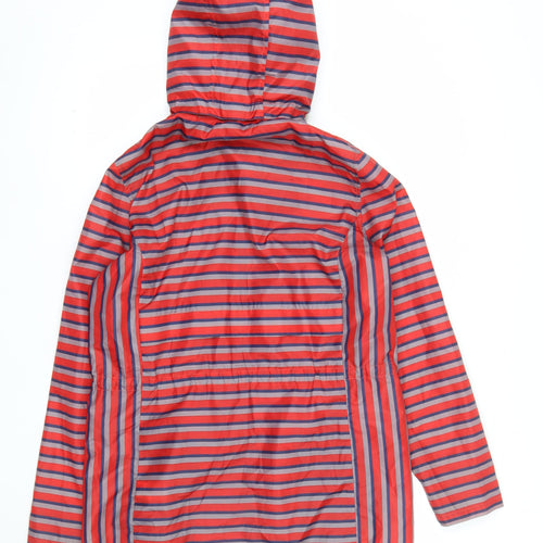 Next Women’s Red Striped Hooded Rain Coat Jacket Size 10