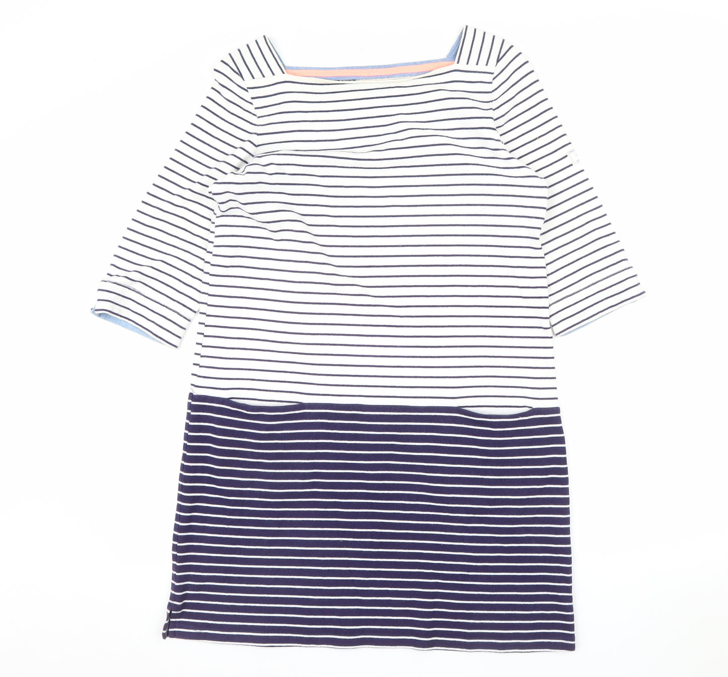 Joules Women Blue Striped Cotton Shift Dress Size 12