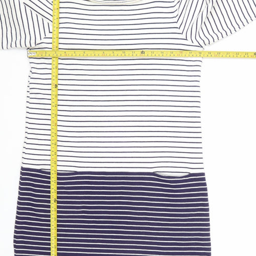 Joules Women Blue Striped Cotton Shift Dress Size 12