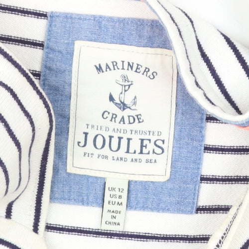 Joules Women Blue Striped Cotton Shift Dress Size 12