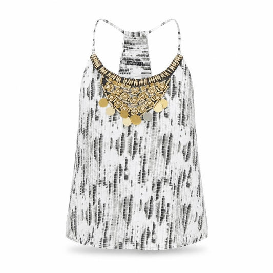 Front view of Boohoo Petite Women's Black Halter Beaded Camisole Top UK 10