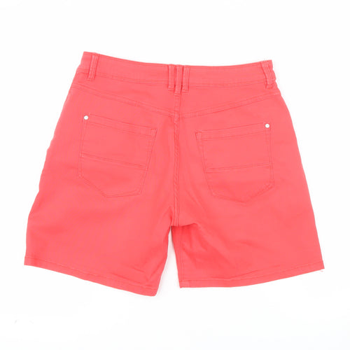 Terranova Women Red High Rise Bermuda Cotton Stretch Shorts M