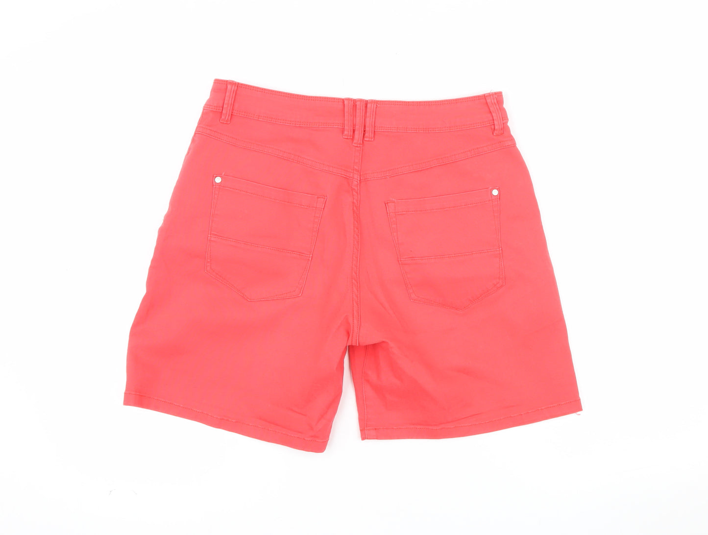 Terranova Women Red High Rise Bermuda Cotton Stretch Shorts M