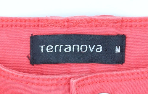 Terranova Women Red High Rise Bermuda Cotton Stretch Shorts M