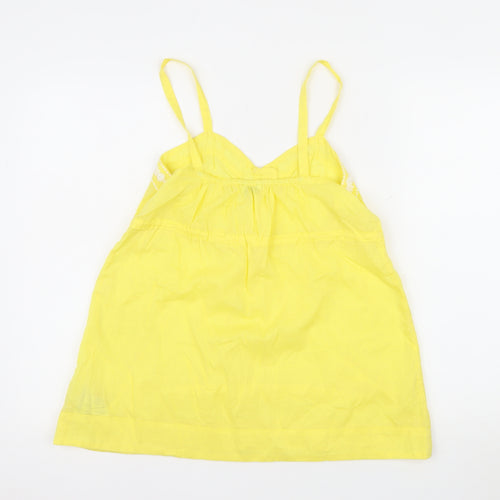 New Look Women Yellow Cotton Embroidered Camisole Top Size 10