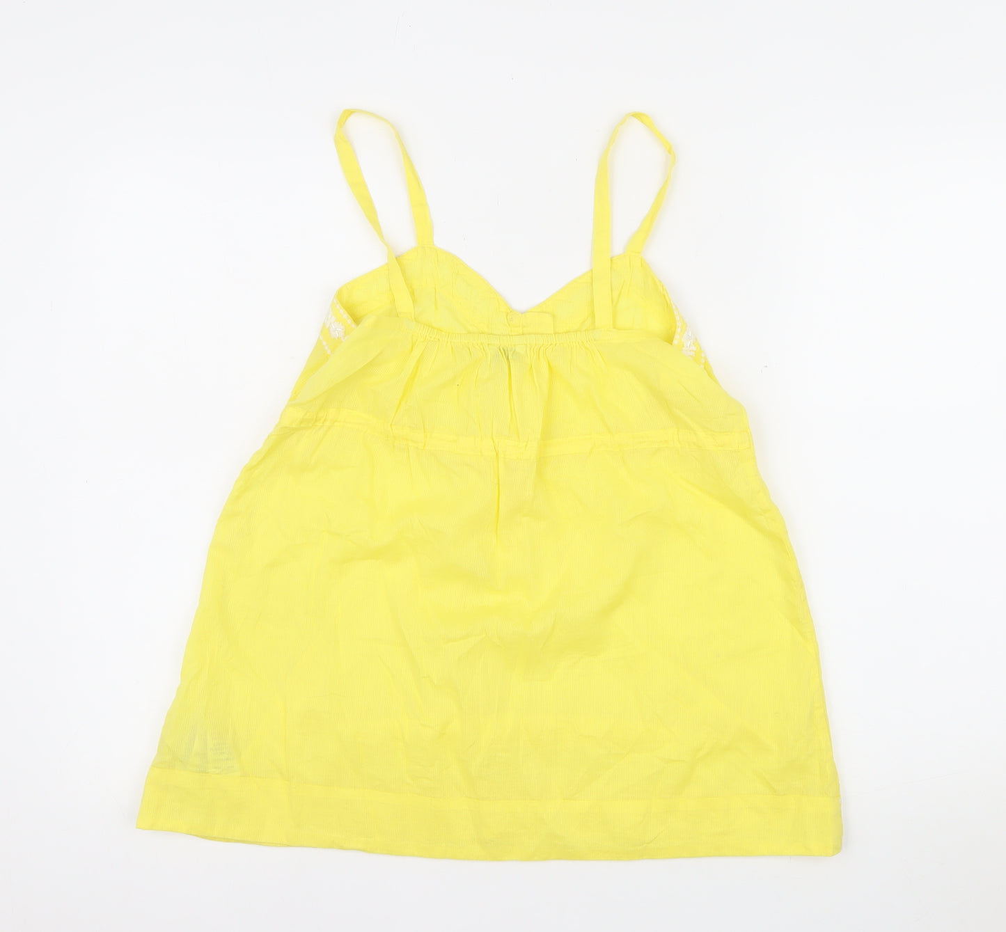 New Look Women Yellow Cotton Embroidered Camisole Top Size 10