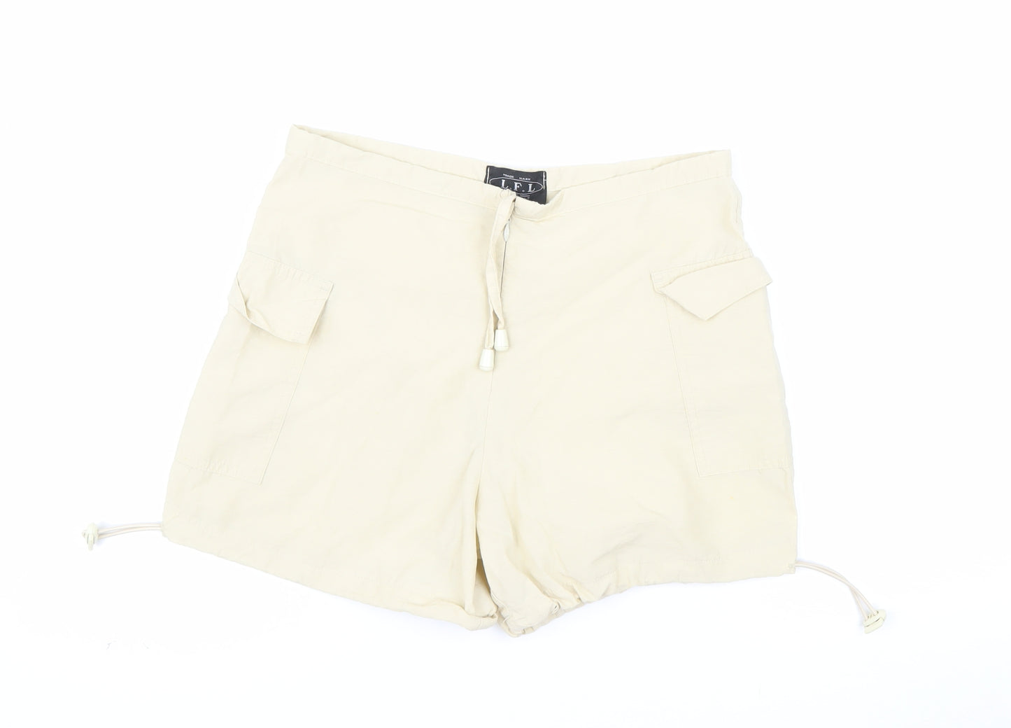 L.F.L Women Beige Cotton Nylon Cargo Shorts Size 12