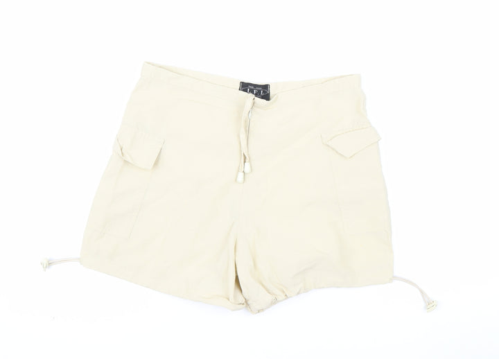 L.F.L Women Beige Cotton Nylon Cargo Shorts Size 12