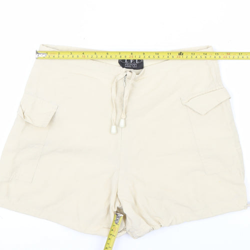 L.F.L Women Beige Cotton Nylon Cargo Shorts Size 12