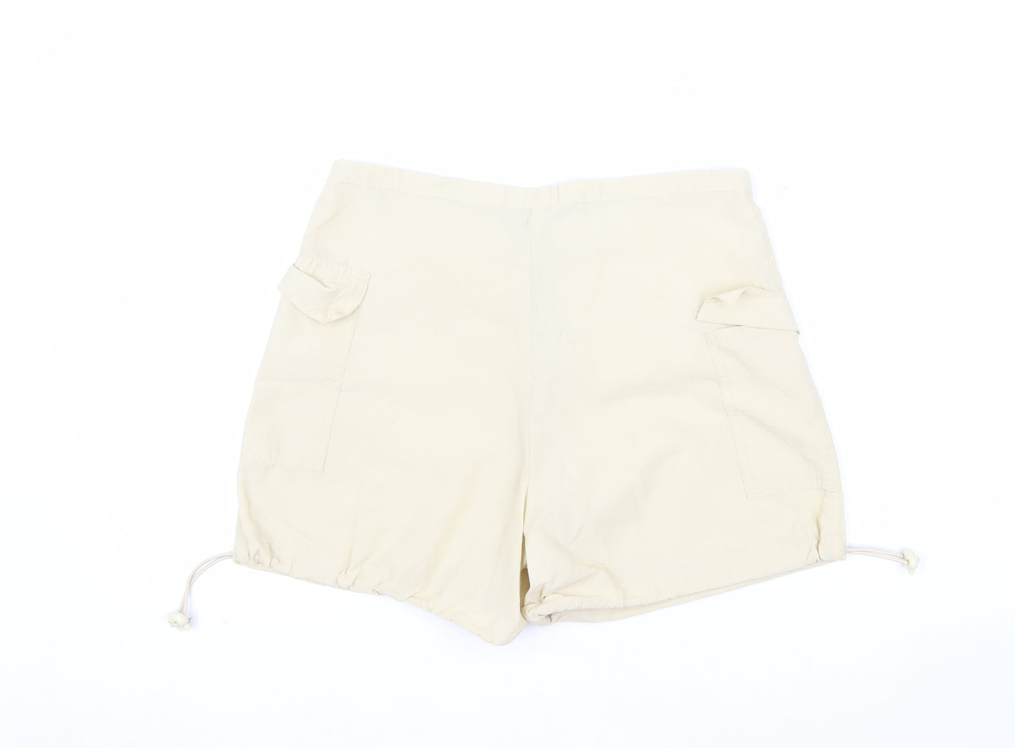 L.F.L Women Beige Cotton Nylon Cargo Shorts Size 12
