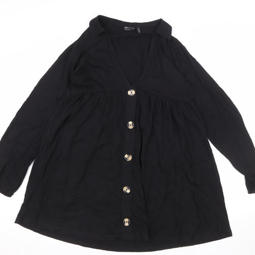 ASOS DESIGN Women’s Black Cotton Shirt Dress Size 8 Long Sleeve