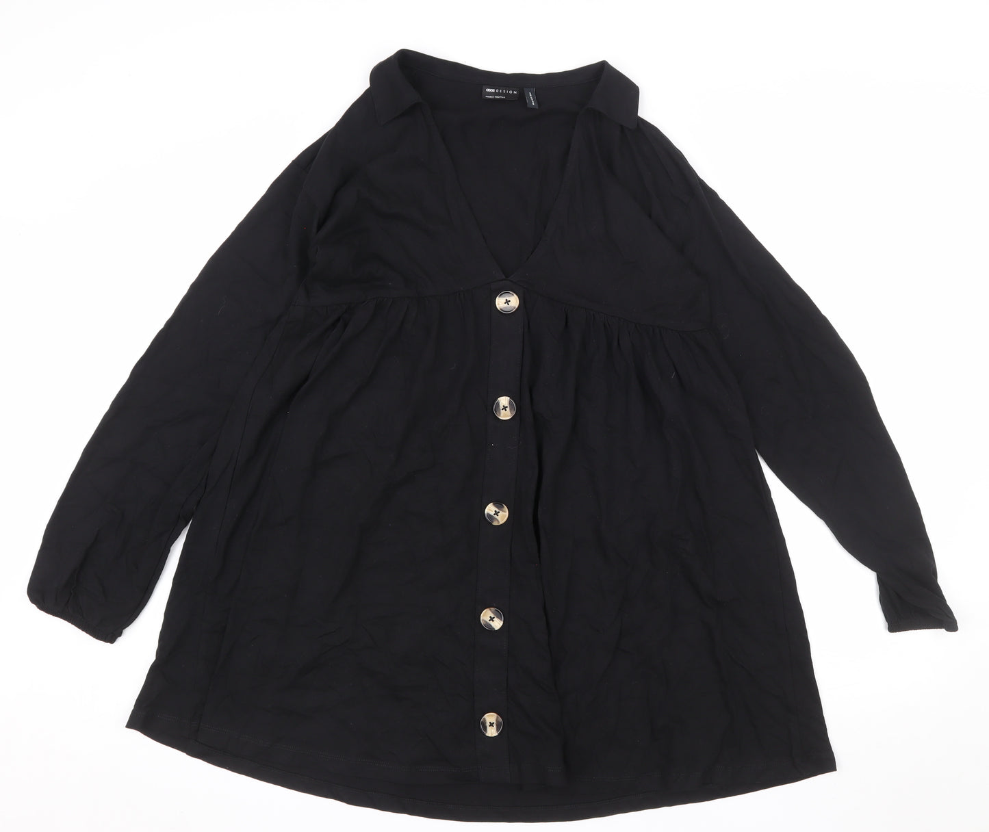 ASOS DESIGN Women’s Black Cotton Shirt Dress Size 8 Long Sleeve