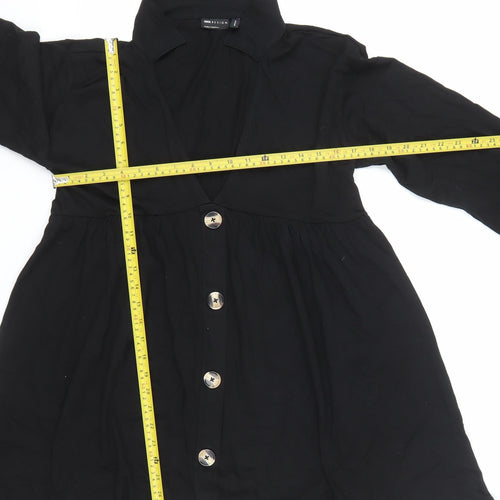 ASOS DESIGN Women’s Black Cotton Shirt Dress Size 8 Long Sleeve