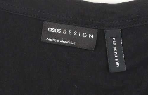 ASOS DESIGN Women’s Black Cotton Shirt Dress Size 8 Long Sleeve