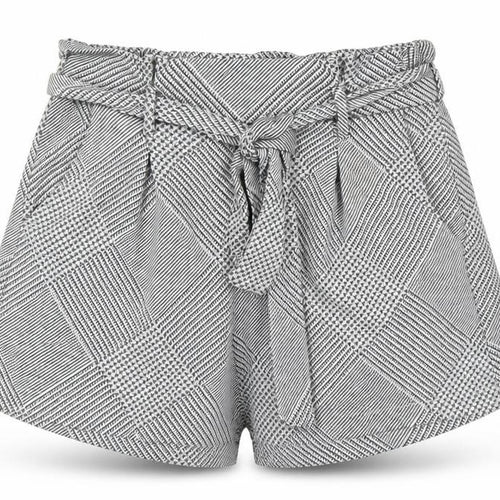 Pull & Bear Womens Grey Check Paperbag Shorts Size 12