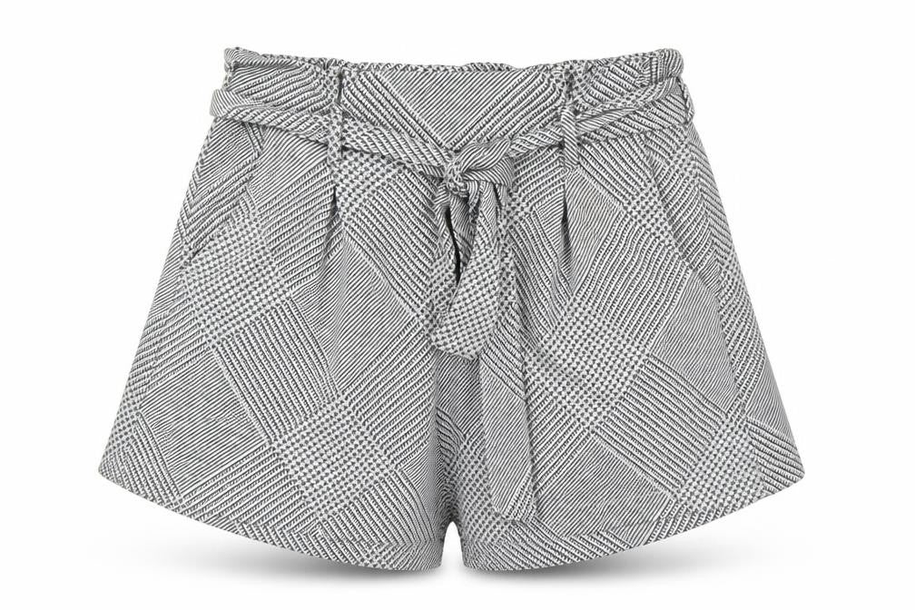 Pull & Bear Womens Grey Check Paperbag Shorts Size 12