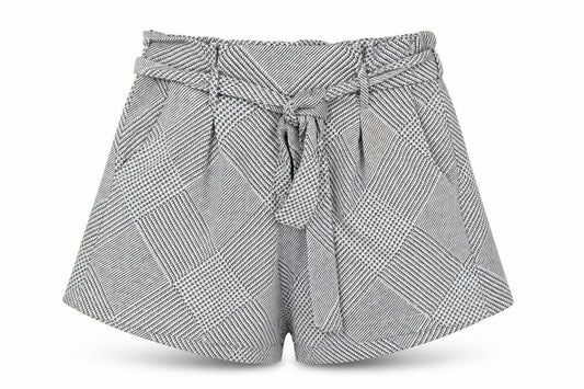 Pull & Bear Womens Grey Check Paperbag Shorts Size 12