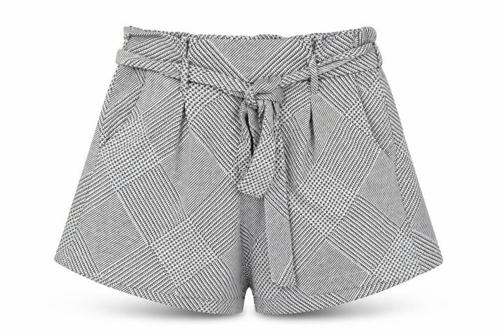 Pull&Bear Womens Grey Check Paperbag Shorts Size 12