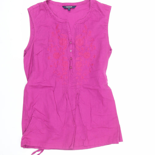 Maine New England Women’s Pink Linen Blend Tunic Blouse Size 14