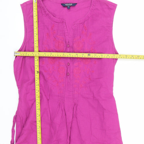 Maine New England Women’s Pink Linen Blend Tunic Blouse Size 14
