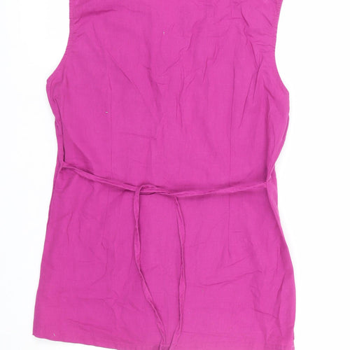 Maine New England Women’s Pink Linen Blend Tunic Blouse Size 14