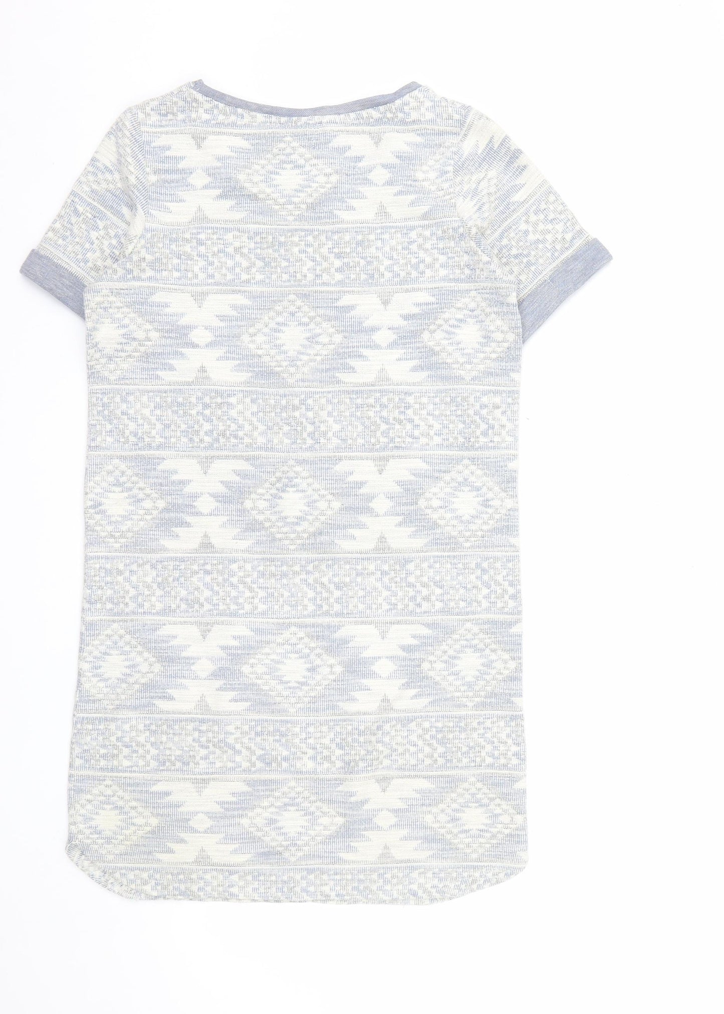 Next Women Grey Geometric Knit Short Sleeve Shift Dress Size 8