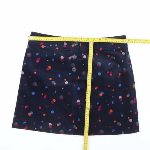 Monsoon Women Blue Polka Dot Corduroy A-Line Short Skirt Size 14