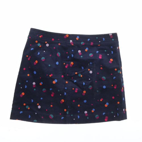 Monsoon Women Blue Polka Dot Corduroy A-Line Short Skirt Size 14