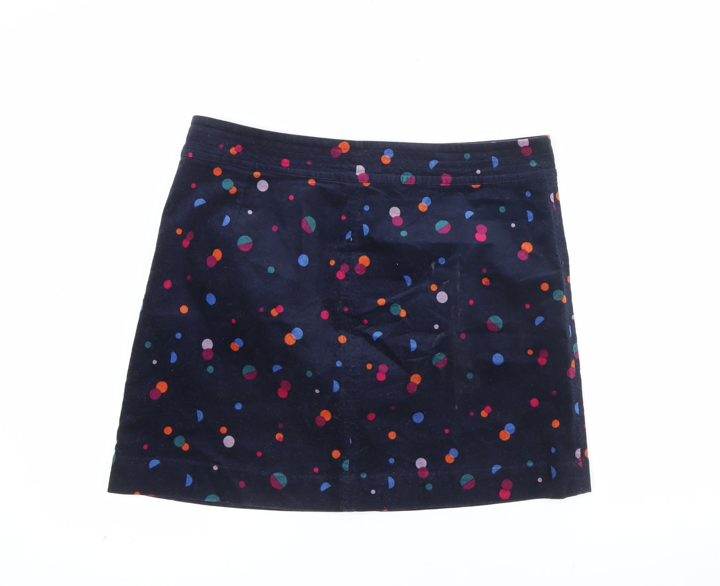 Monsoon Women Blue Polka Dot Corduroy A-Line Short Skirt Size 14
