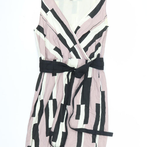 Gap Women’s Multicoloured Wrap Dress UK 8 V-Neck Sleeveless Cotton