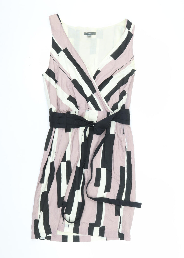 Gap Women’s Multicoloured Wrap Dress UK 8 V-Neck Sleeveless Cotton