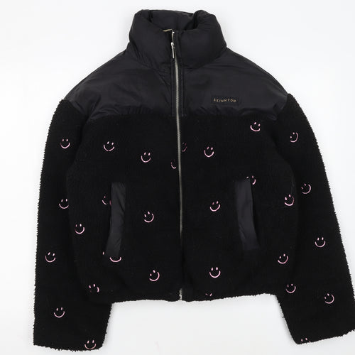 Skinnydip Women Black Smiley Face Puffer Jacket M