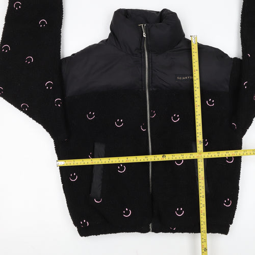 Skinnydip Women Black Smiley Face Puffer Jacket M
