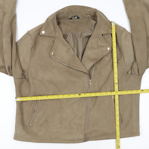 Peacocks Women’s Beige Biker Jacket Size 22 Plus Faux Suede Zip Up