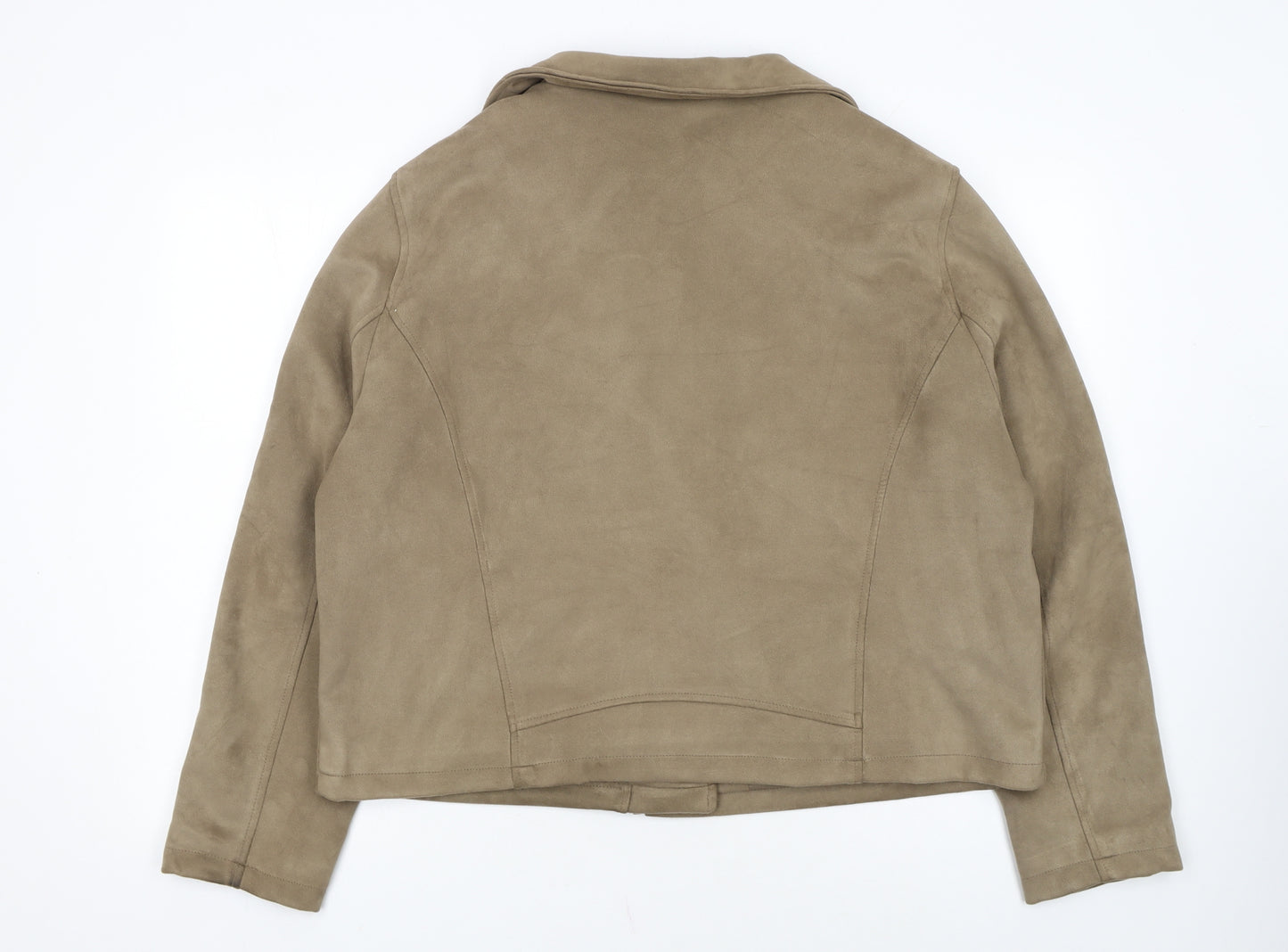Peacocks Women’s Beige Biker Jacket Size 22 Plus Faux Suede Zip Up