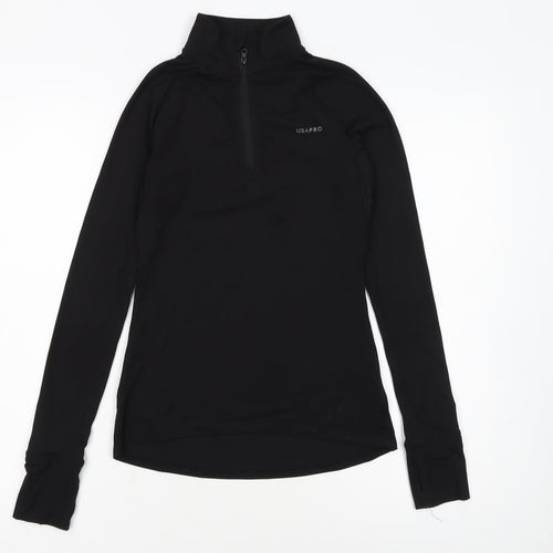 USA Pro Women's Black Half Zip Pullover Sweatshirt Size 6