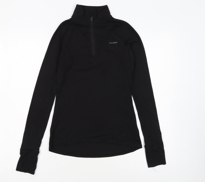 USA Pro Women's Black Half Zip Pullover Sweatshirt Size 6
