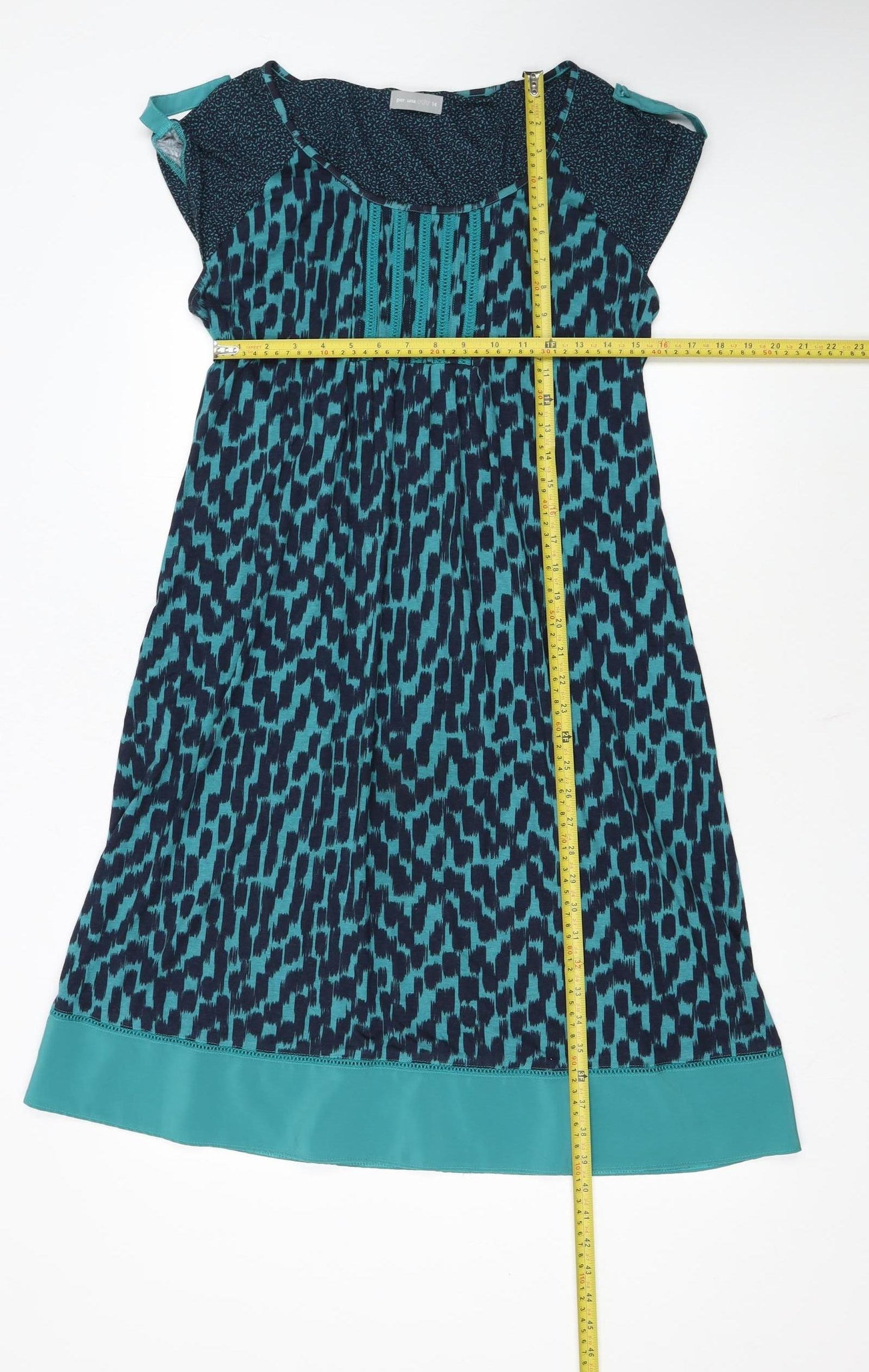 Marks and Spencer Per Una Blue Geometric Shift Dress Women’s Size 14