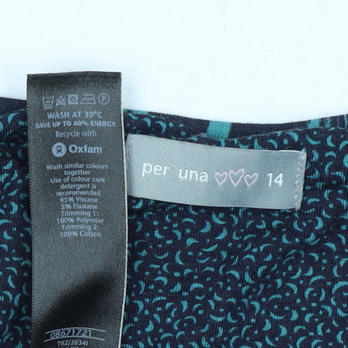 Marks and Spencer Per Una Blue Geometric Shift Dress Women’s Size 14