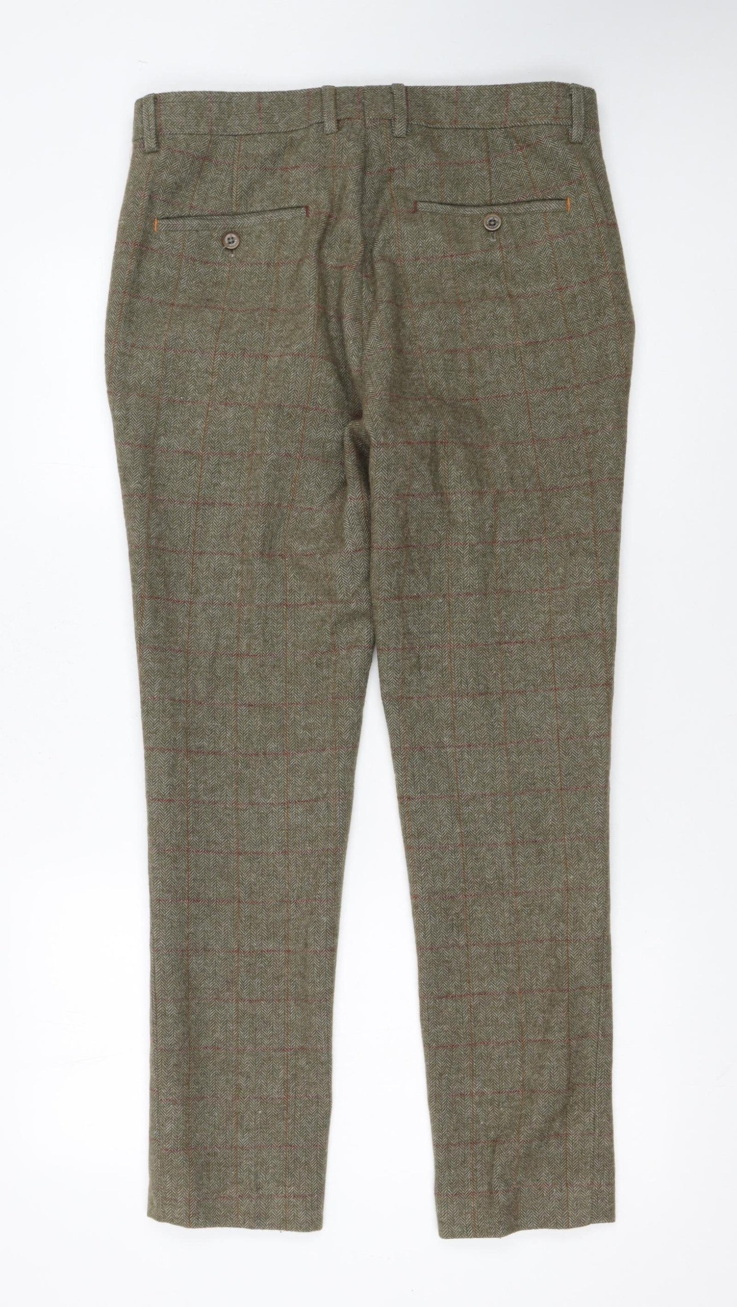 House of Cavani Men's Brown Check Tweed Trousers 32R Regular Fit