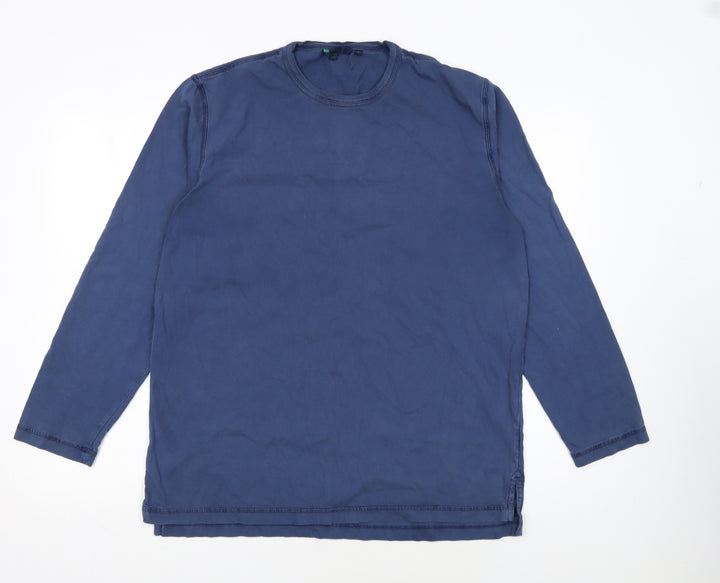 Boden Men's Blue Long Sleeve Cotton Crew Neck T-Shirt M