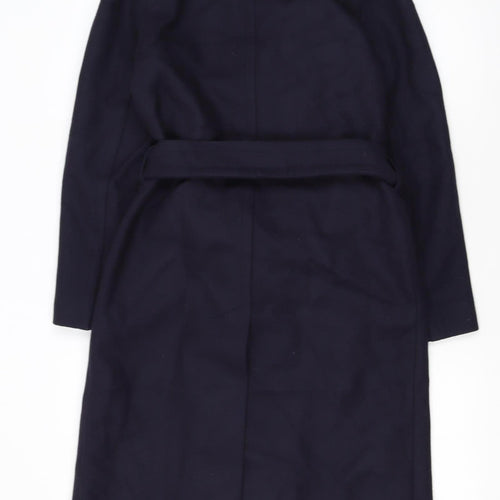 Reiss Womens Navy Wool Long Belted Trench Coat Size 6