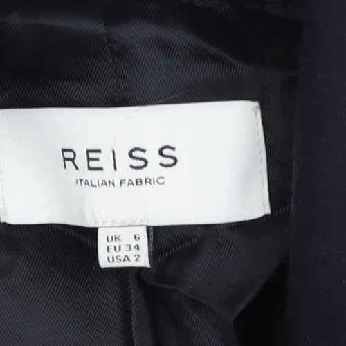 Reiss Womens Navy Wool Long Belted Trench Coat Size 6