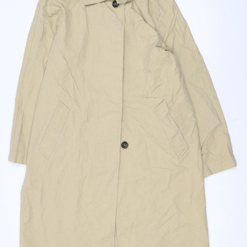 MNG Womens Beige Long Trench Coat Size M Water Resistant Cotton Blend
