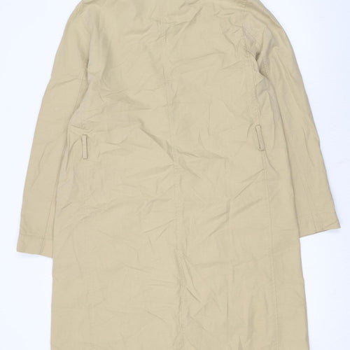 MNG Womens Beige Long Trench Coat Size M Water Resistant Cotton Blend
