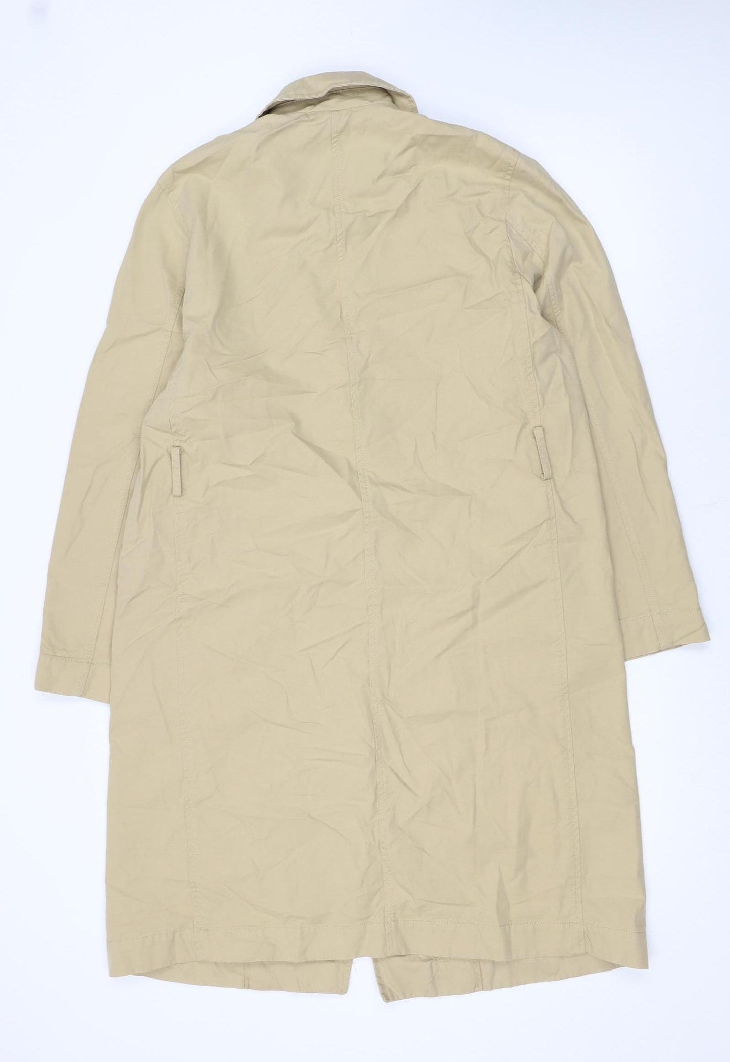 MNG Womens Beige Long Trench Coat Size M Water Resistant Cotton Blend