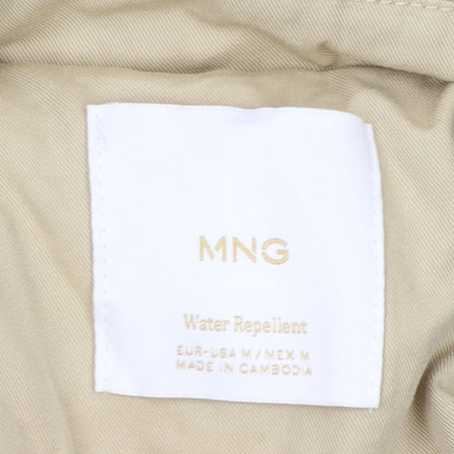 MNG Womens Beige Long Trench Coat Size M Water Resistant Cotton Blend